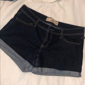 Dark wash denim shorts